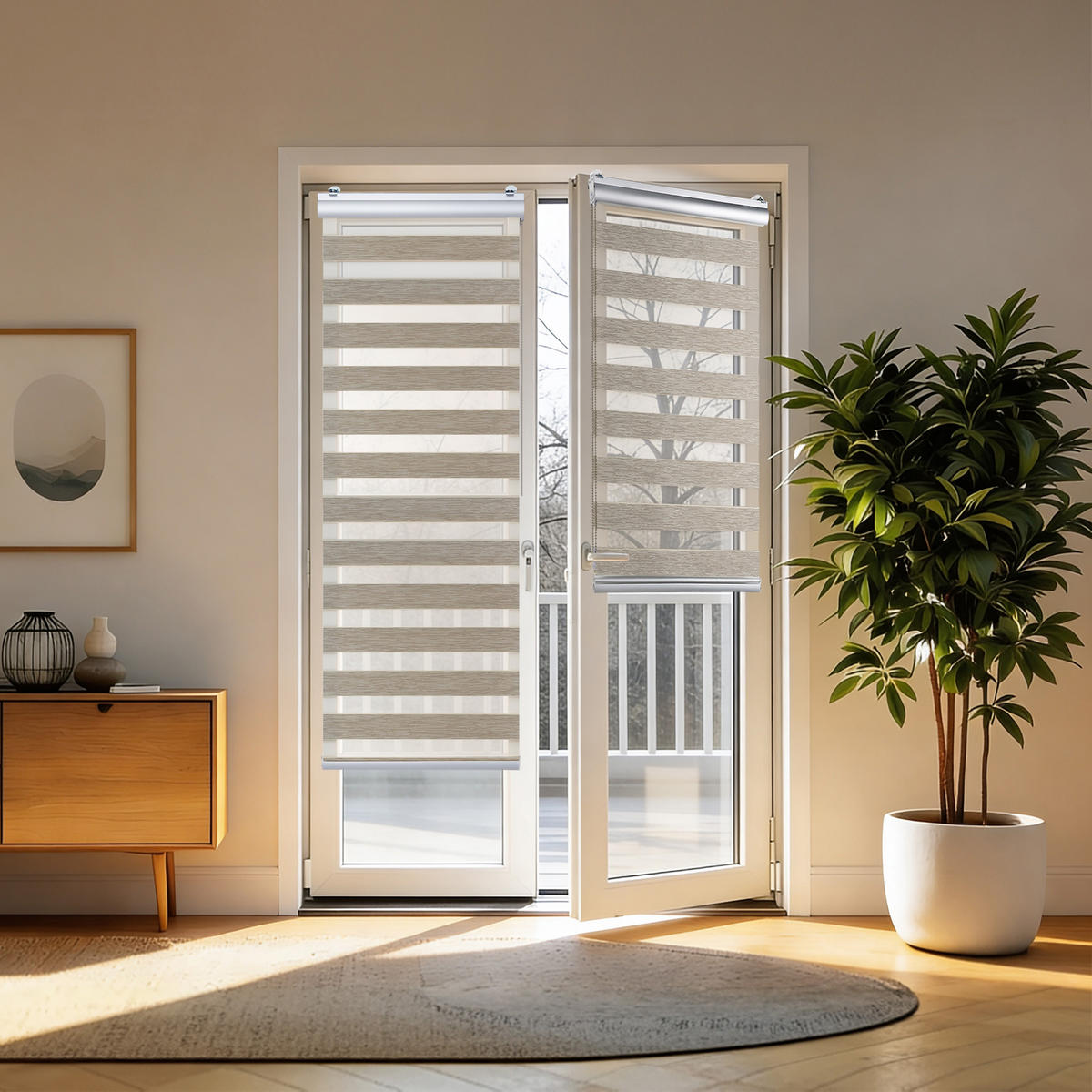 TAG-UND-NACHT-ROLLO Plus Easyfix Texture Beige 80x250 - Beige, Kunststoff (80/250/1cm) - STORESDECO