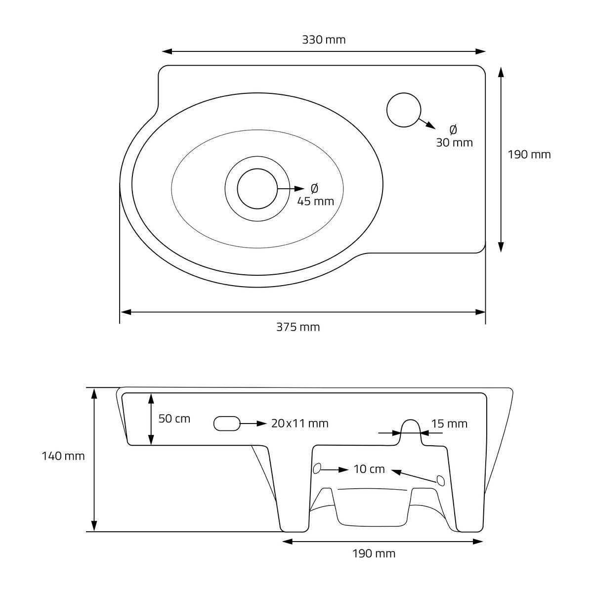 WASCHBECKEN - Weiß, Keramik (37.5/14/22.5cm) - ML-DESIGN