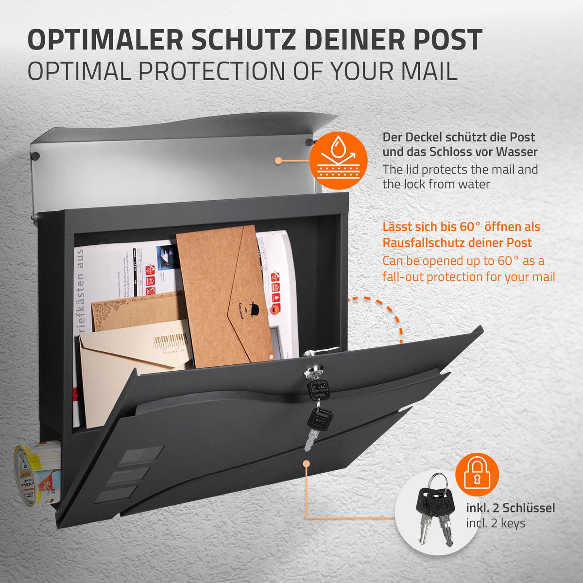 BRIEFKASTEN Anthrazit-Silber mit bepflanzbarem Ständer - Anthrazit, Metall (120cm) - ECD-Germany