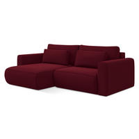 ECKSOFA mit Schlaffunktion Samt Stoff Rot - Bordeaux/Rot, Kunststoff/Textil (149/240cm) - LaMiaSofa