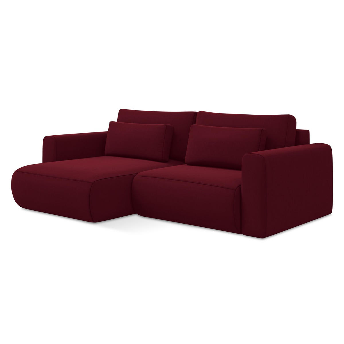 ECKSOFA mit Schlaffunktion Samt Stoff Rot - Bordeaux/Rot, Kunststoff/Textil (149/240cm) - LaMiaSofa