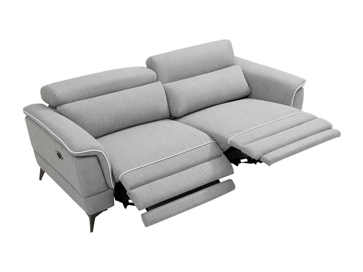 RELAXSOFA - 3 Personen - stoff - hellgrau Macari - Hellgrau, Textil/Metall (216/80/102cm) - Vente-Unique