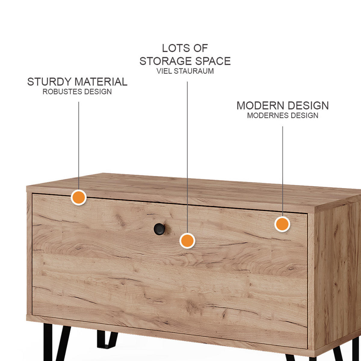 SITZBANK Siri Goldkraft Eiche 80 x 46 cm - Eiche Wotan, Holzwerkstoff (80/46/35.1cm) - Vicco