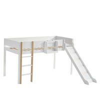 HOCHBETT 90/200 cm mit Rutsche und Regal, Weiß/Natur - Weiß, Holzwerkstoff (90/200cm) - Flora Grace