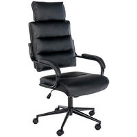 DREHSTUHL Lederlook Schwarz/Schwarz - Chromfarben/Schwarz, Textil/Metall (61/119/78cm) - CLP