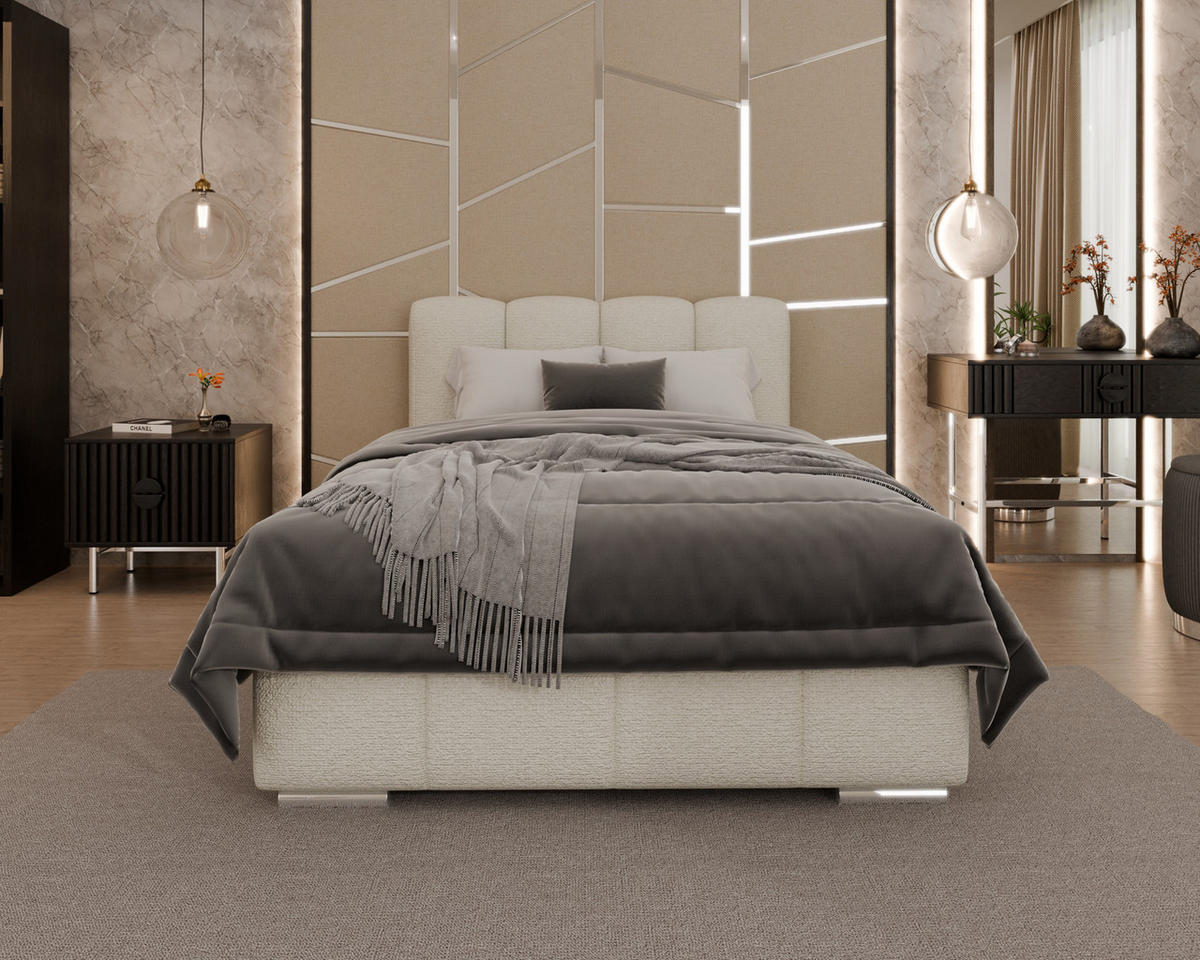 POLSTERBETT Zaira 120x200cm – Elegantes Polsterbett für modernen Wohnstil , ohne matratze, creme - Creme, Holz (120/200cm) - Homesy