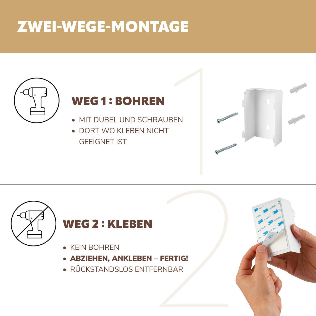 WAND-KOSMETIKEIMER, weiß, Metall - Weiß, Metall (16/24/23cm) - bremermann