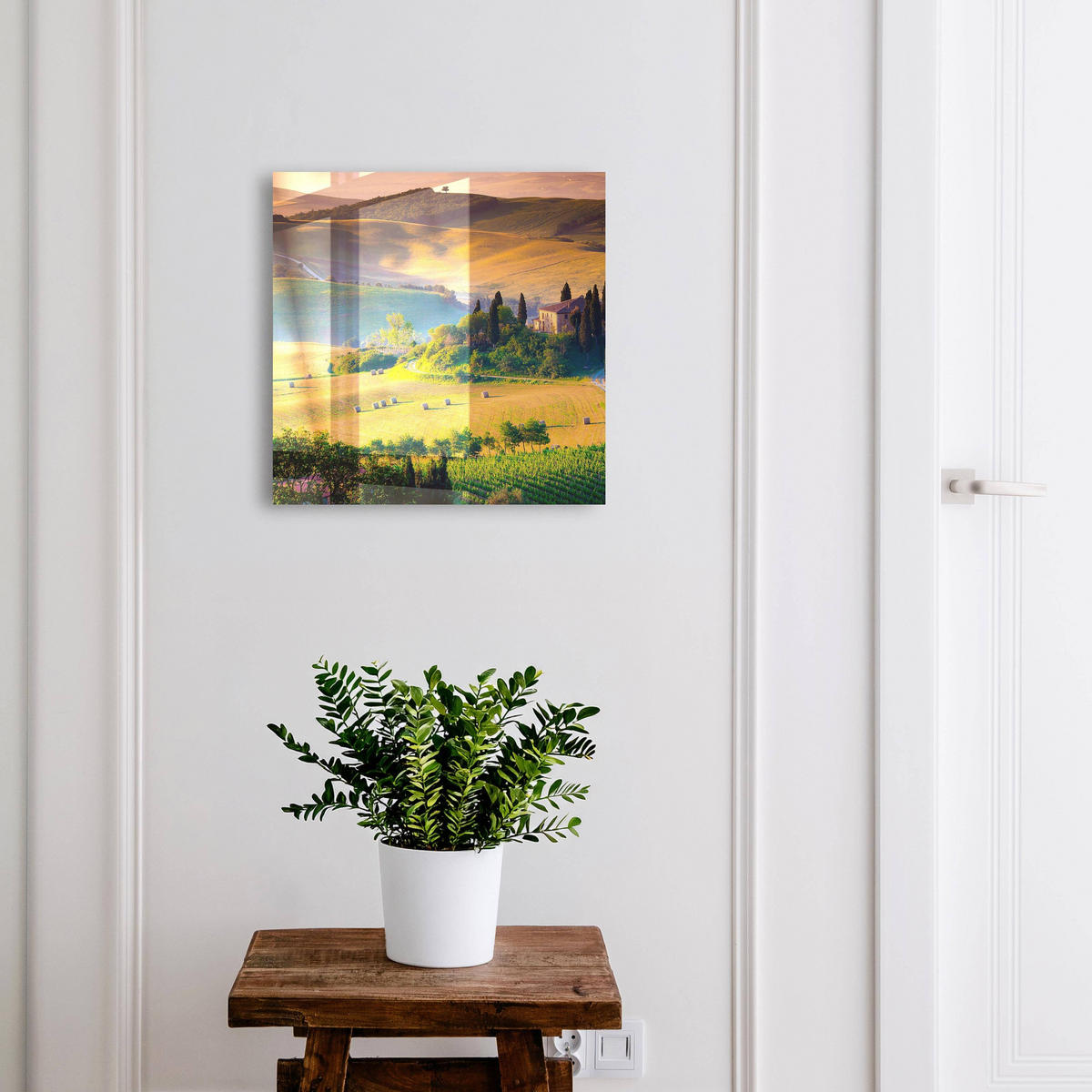 SCHLÜSSELBOX Schwarz 30x30 cm- Türöffnung nach rechts - Toskanische Idylle - Gelb, Metall (30/30/5cm) - TULUP