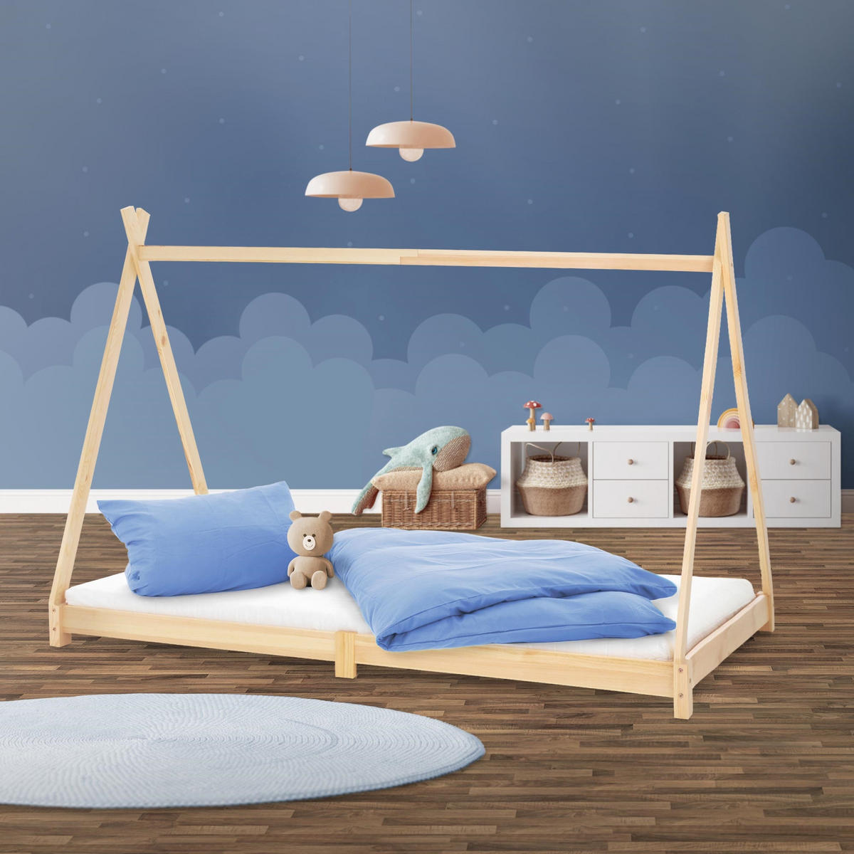 KINDERBETT Tipi 90x200 cm Natur - Naturfarben, Holz (90/200cm) - ML-DESIGN
