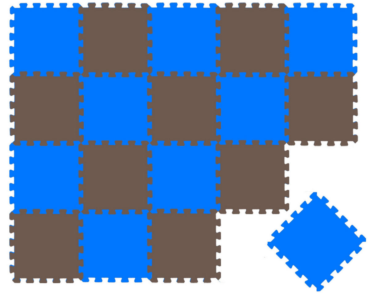 SPIELMATTE ab Null - 180/90/1 cm Puzzlematte Blau - Multicolor, Kunststoff (30/30cm) - Littletom