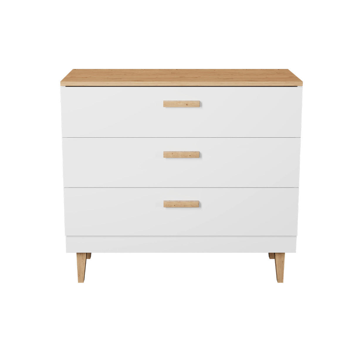 KOMODA Denver Bela - bela, leseni material (100/90/47cm) - Petits-meubles