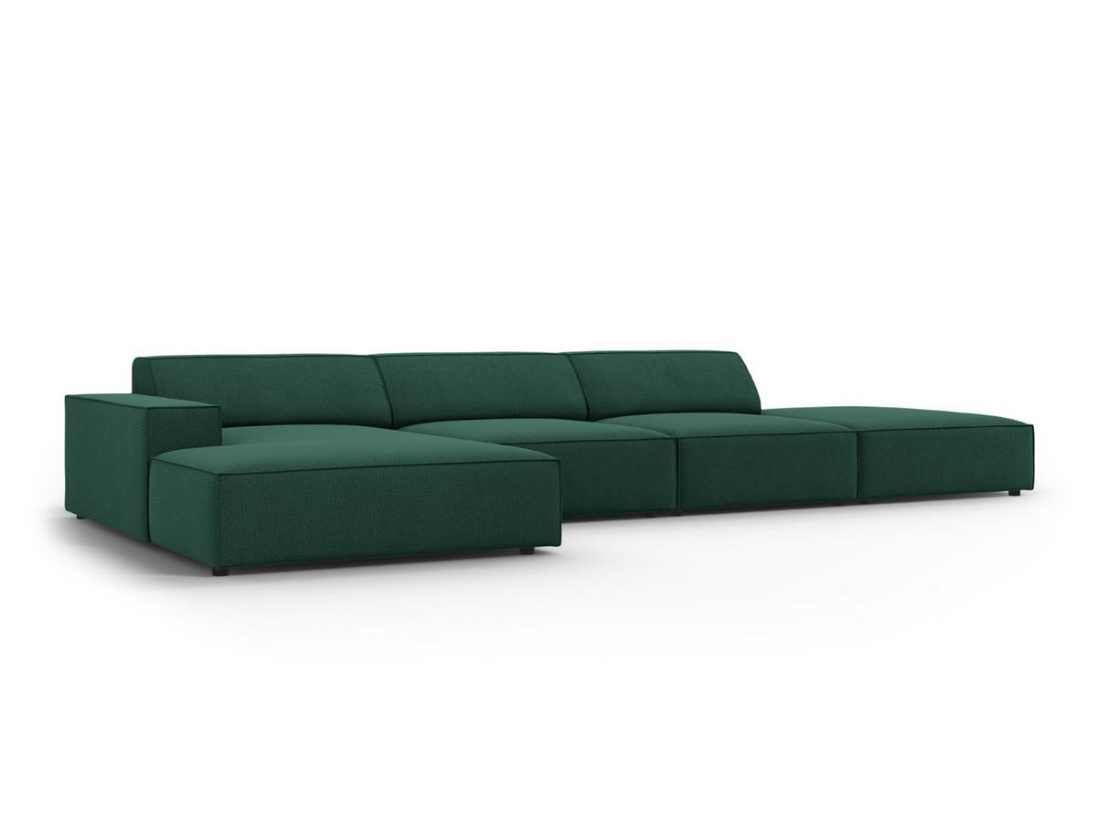 ECKSOFA links Jodie aus strukturiertem Stoff grün 5 Sitzplätze - Grün, Textil (166/341cm) - Micadoni