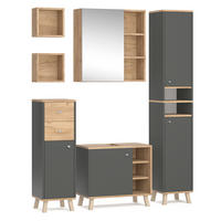 BADMÖBEL-SET Senyo Anthrazit 5 Teile - Honigeiche/Anthrazit, Holzwerkstoff (62/54/32cm) - Vicco