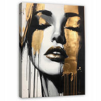 LEINWANDBILD Modern Abstrakt Frau Bilder Groß 120x80 - Goldfarben, Holzwerkstoff (80/120cm) - Wallarena