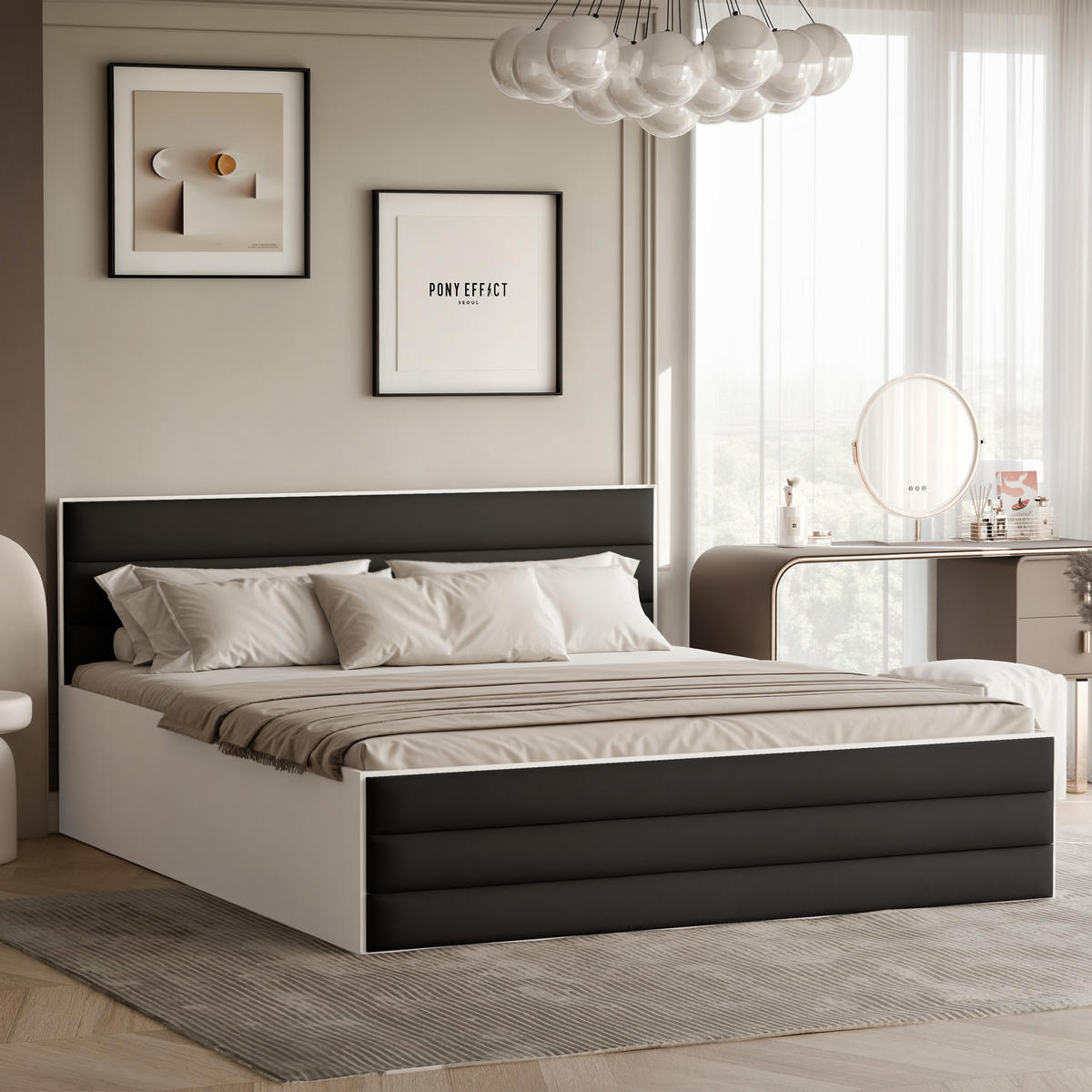 POLSTERBETT VANTAGE 160/200 cm, Bettkasten, ohne Matratze, Schwarz - Schwarz, Holz/Holzwerkstoff (160/200cm) - Idohome