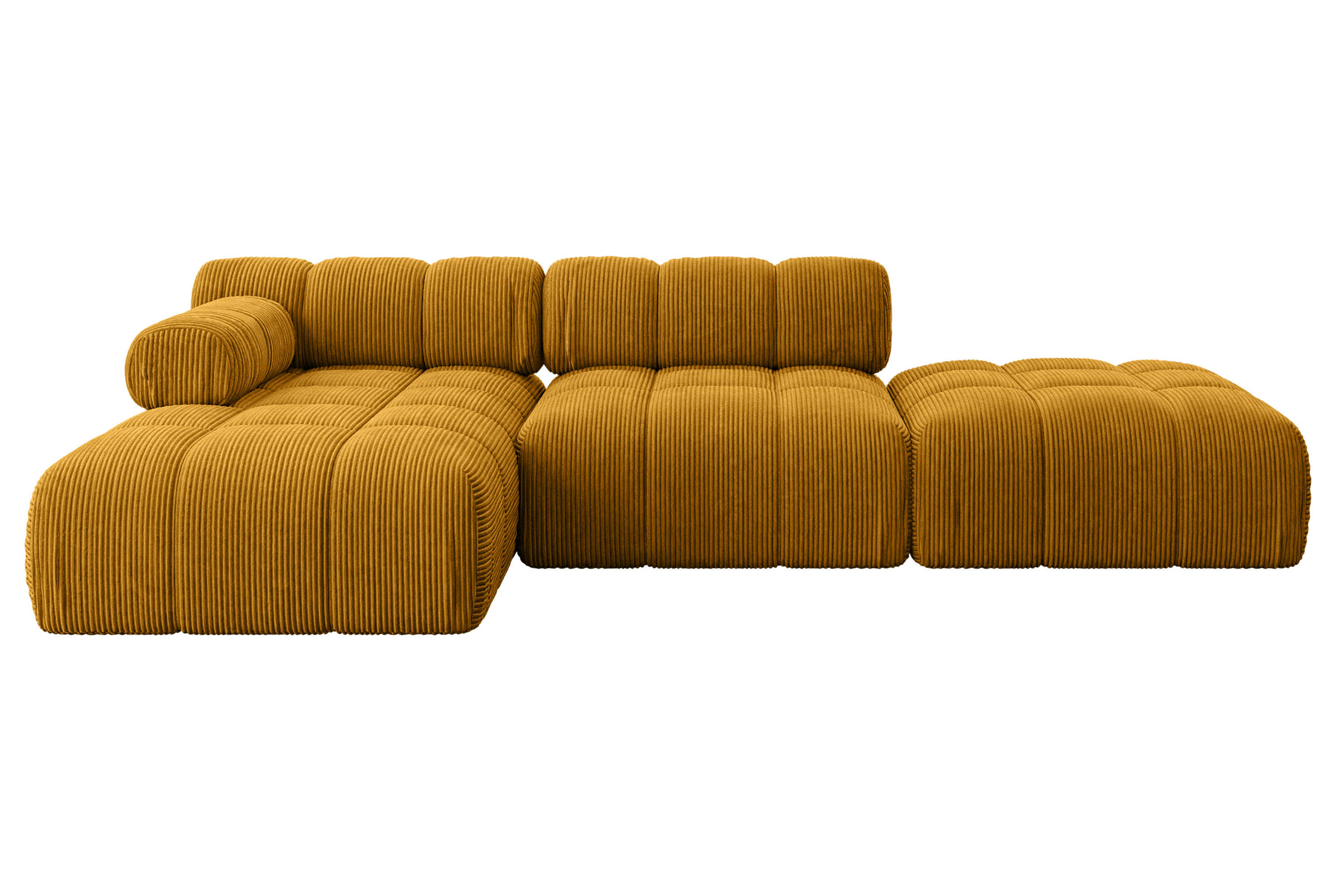ECKSOFA modulares Sofa Lizur-L1 - 285x160x70 cm Senfgelb Cord - Currygelb, Holzwerkstoff/Textil (285/160cm) - ALTDECOR
