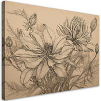 WANDBILD blumen pflanzen beige - Beige, Textil (60/40cm) - Feeby