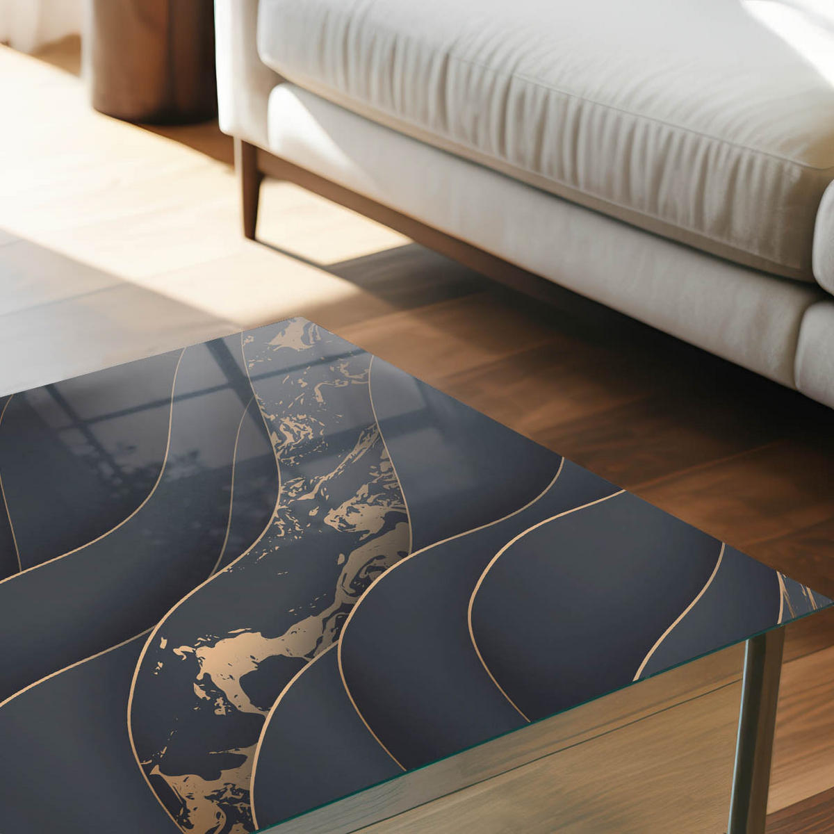 GLASPLATTE 80x60 cm – Wellen des Luxus - Braun, Glas (0.4/80/60cm) - ArtPrintCave