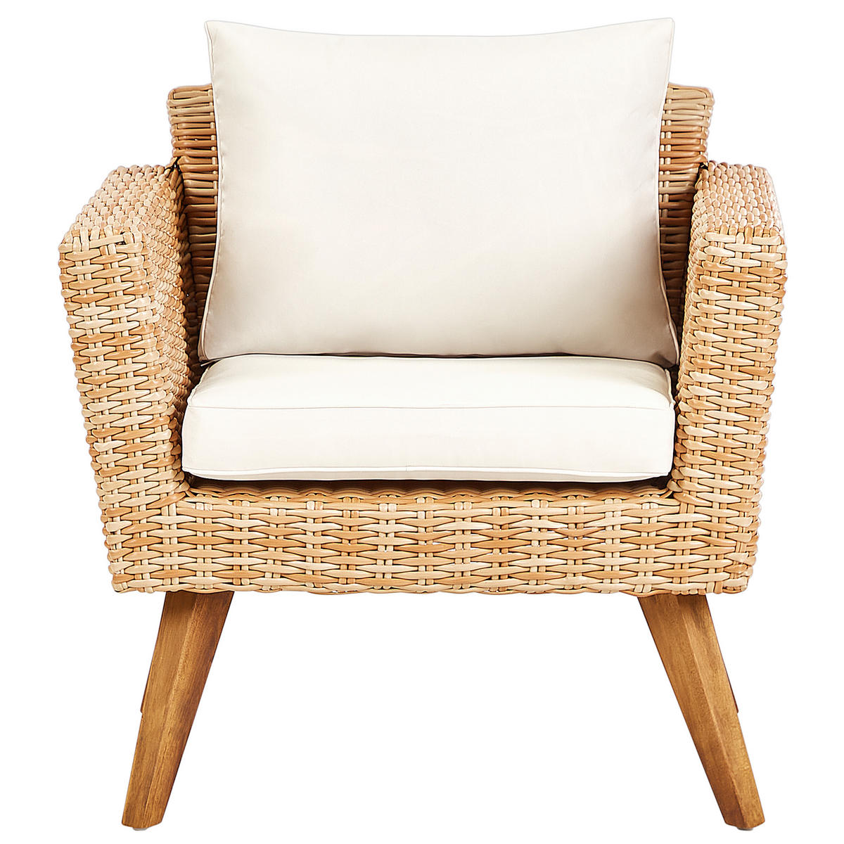 LOUNGE-SET 4-Sitzer PE Rattan Cremeweiß Vittoria - Hellbraun/Naturfarben, Kunststoff - Beliani
