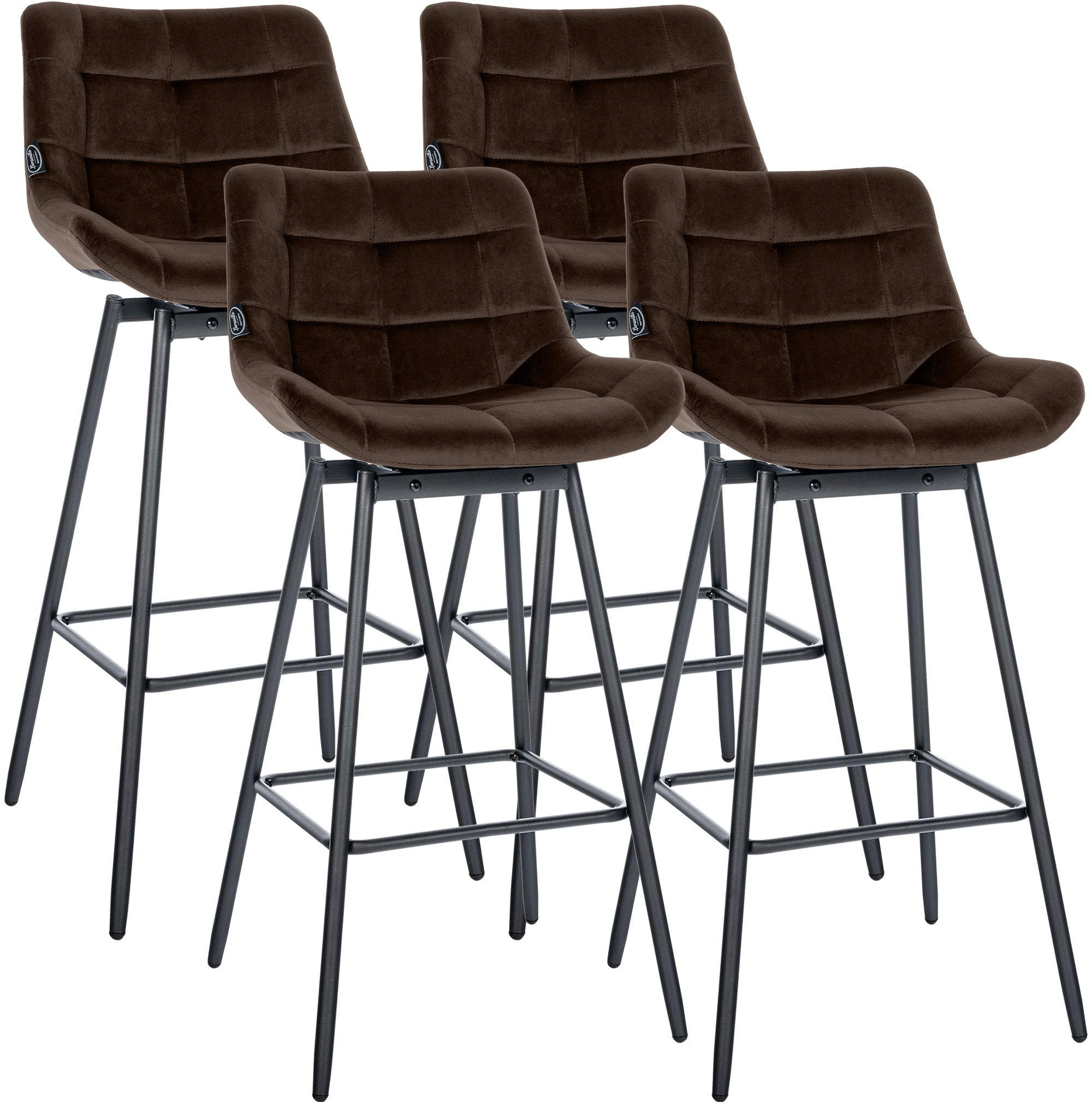BARHOCKER 4 Samt Braun - Schwarz/Braun, Textil/Metall (49/105/56cm) - CLP