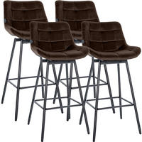 BARHOCKER 4er Set Samt Braun - Schwarz/Braun, Textil/Metall (49/105/56cm) - CLP