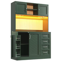 BUFFET DE-38430 120/40/188 cm mit LED-Beleuchtung und 4 Türen Grün - Grün, Holzwerkstoff (120/188/40cm) - ComfortXL