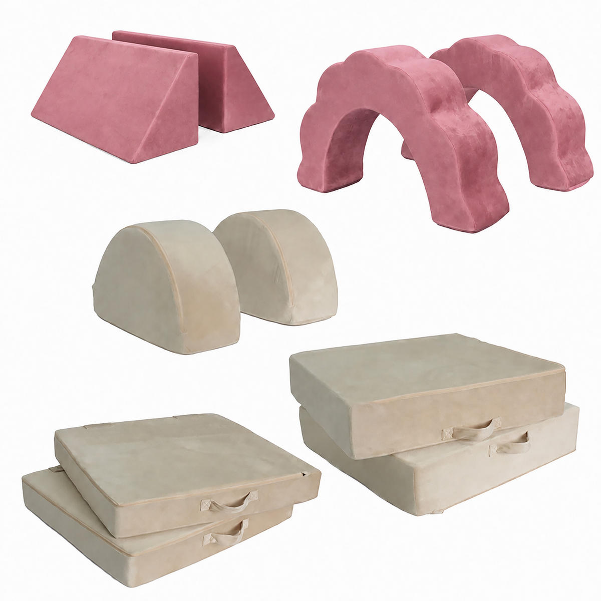 SPIELSOFA Pink Kinder 10-tlg.-Set - Pink, Kunststoff/Textil (150/47/65cm) - Relaxdays