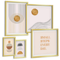 BILDER SET 5er Set - 50x50 cm & 20x30 cm & 40x60 cm Goldrahmen - Herbstfarben Seerosenteich - Goldfarben, Kunststoff (40/60cm) - TULUP