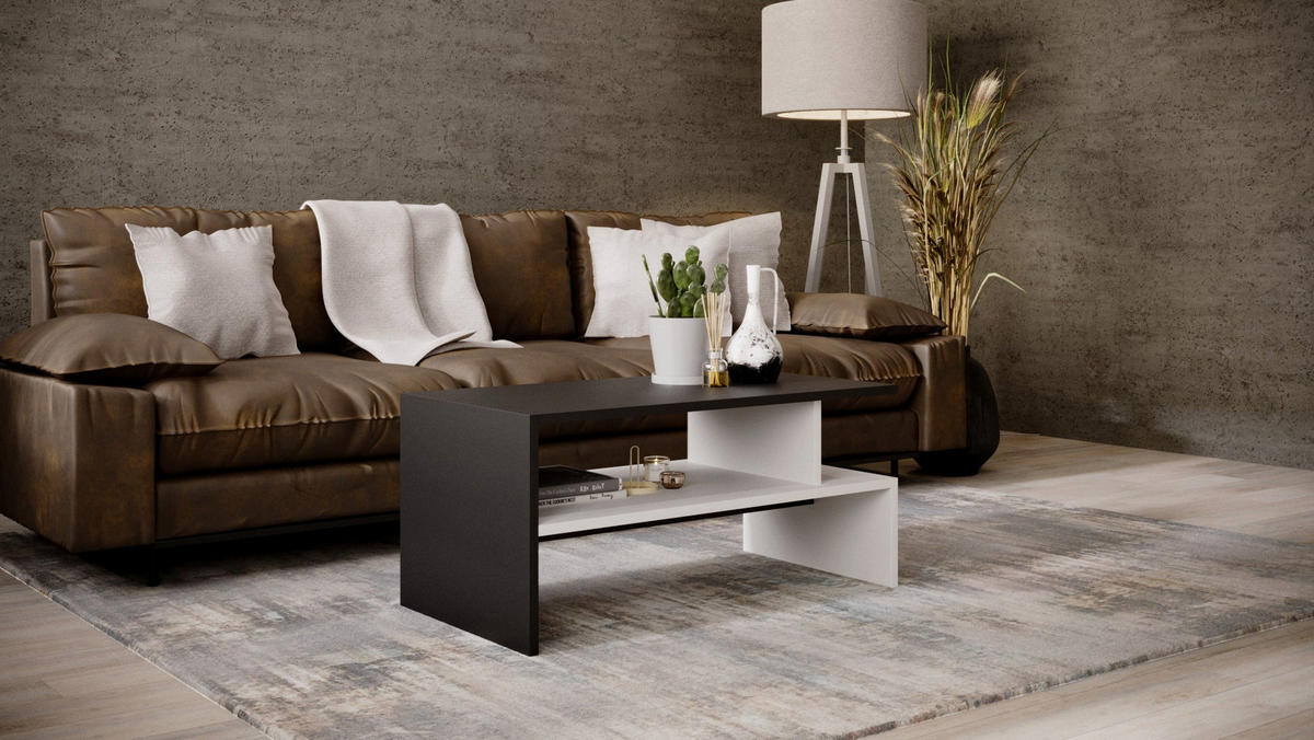 COUCHTISCH JULA 93 - Schwarz/Weiß, Holz (50/93/45cm) - Mat-Haus