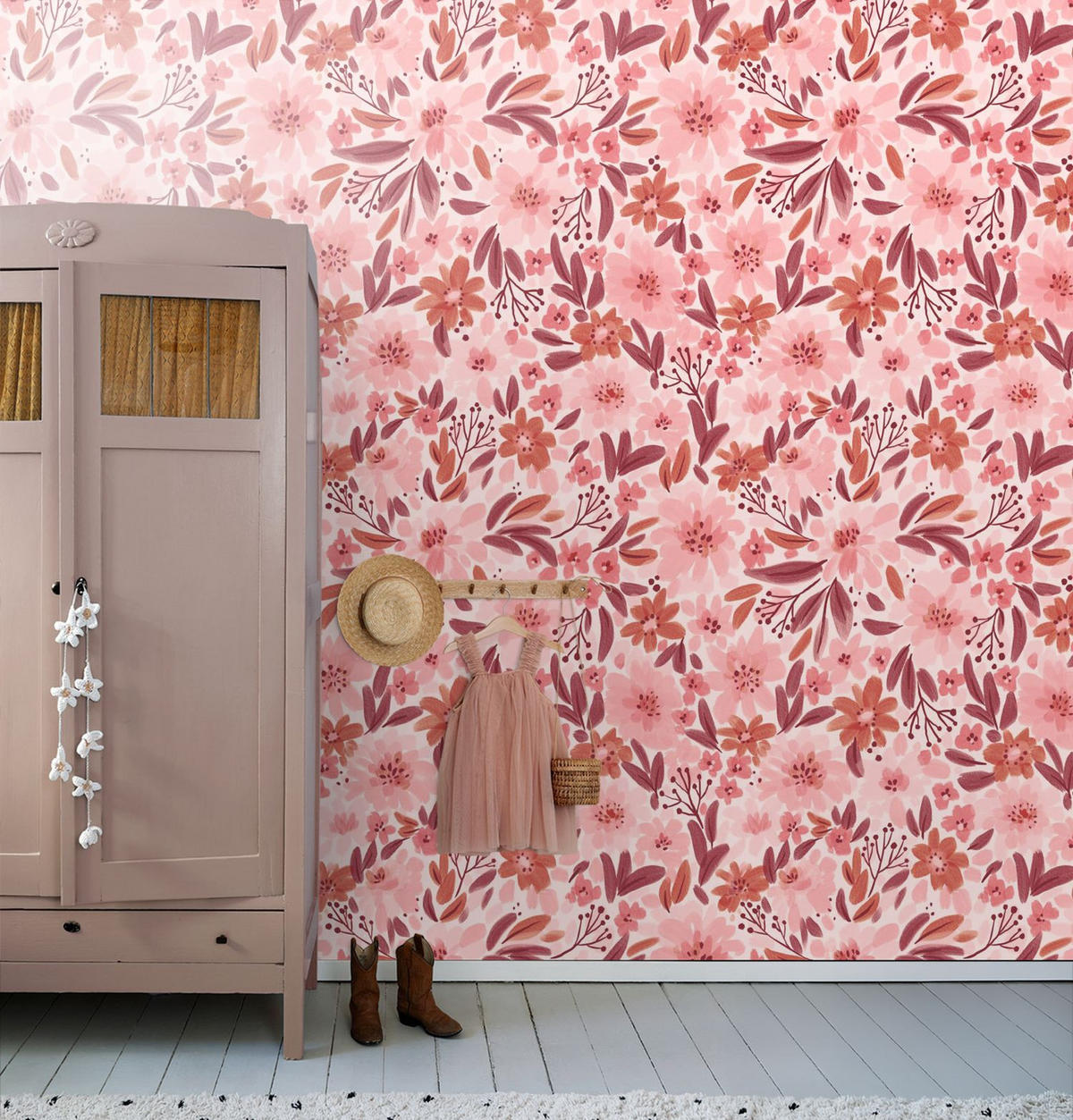 FOTOTAPETE Blumen 2.5 x 2.79 m - Pink, Papier (250/279cm) - ESTAhome