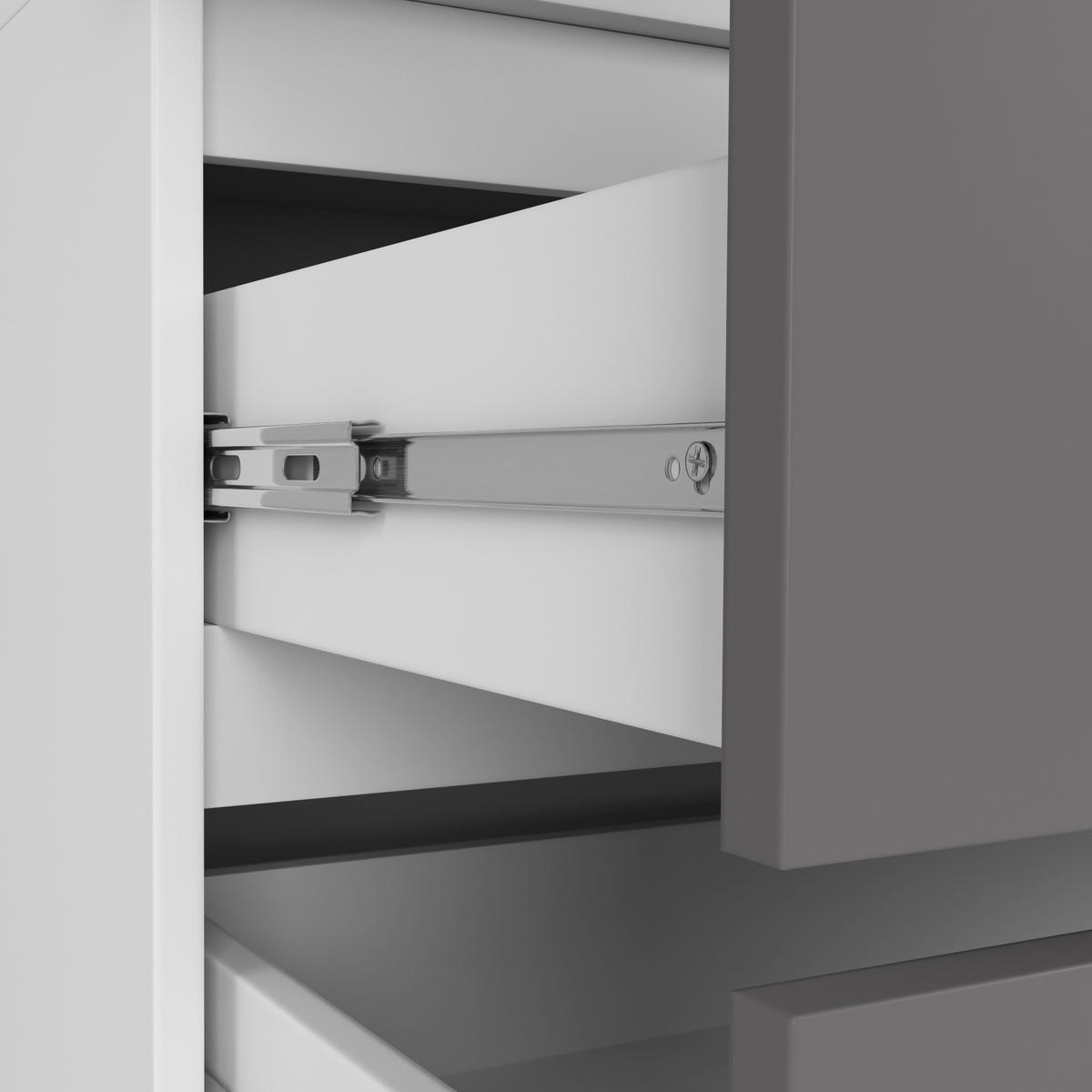 KLEIDERSCHRANK mit Spiegel Weiß, Grau 180x51x90 cm - Graphitfarben/Weiß, Holzwerkstoff (180/180/51cm) - Akord