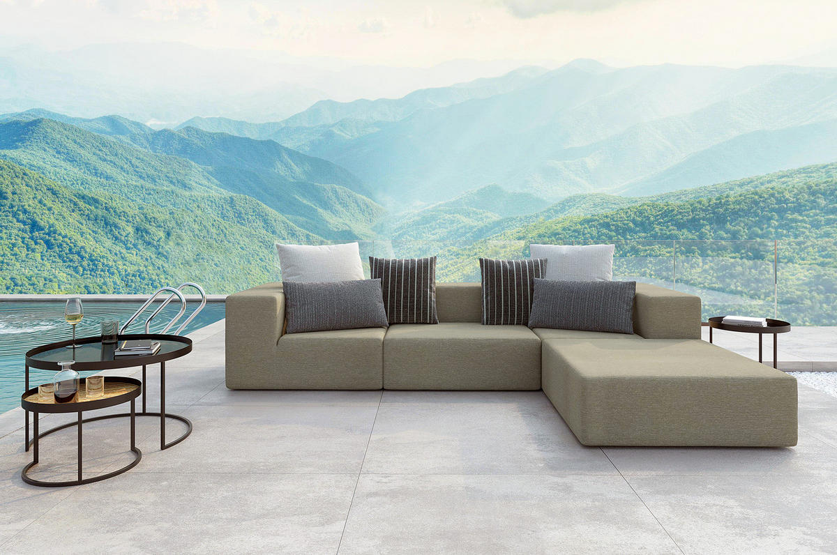 OUTDOOR-ECKSOFA - Braun, Textil/Metall - home24