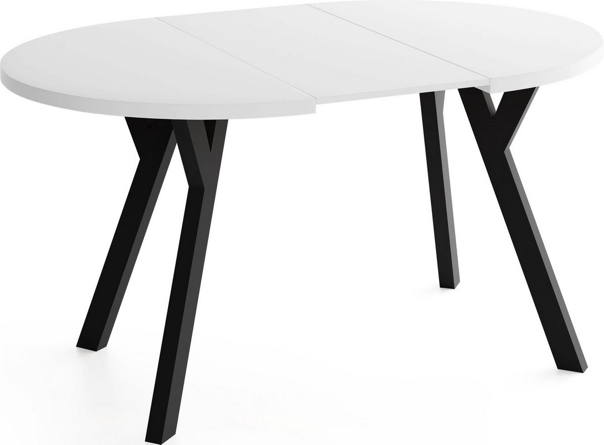 ESSTISCH Vero rund ausziehbar verlängerbar, Weiss 80-130/80/77 cm - Schwarz/Weiß, Holz/Holzwerkstoff (80/80/77cm) - WFL GROUP