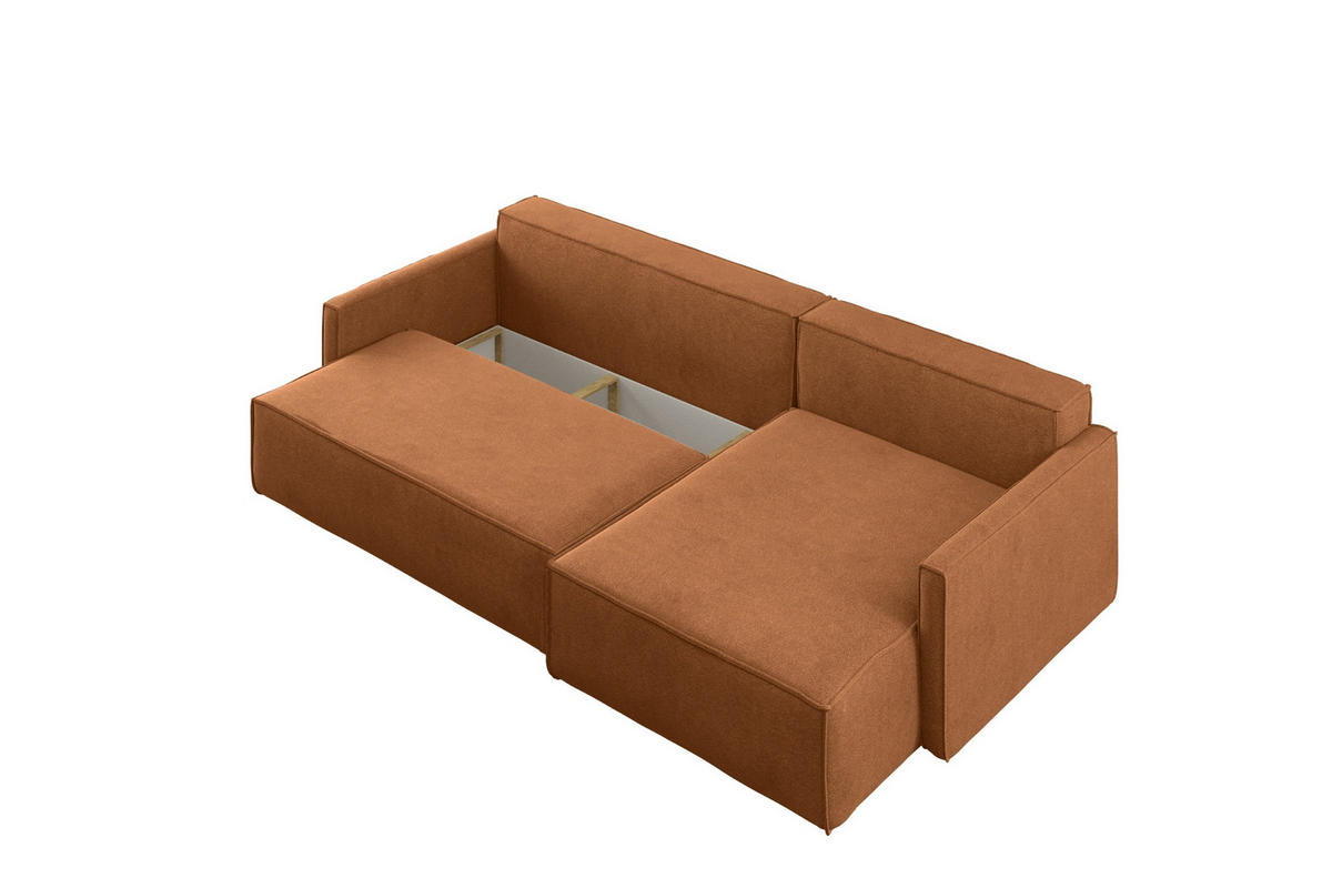 SCHLAFSOFA Carlos L-Form, Ecksofa Mit Bettkasten Und Schlaffunktion Stoff Salvador Rechts Braun - Braun, Holz/Textil (250/83/142cm) - Kaiser Möbel