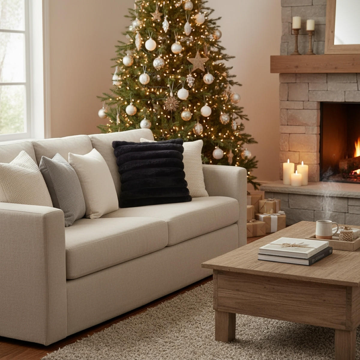 DEKOKISSEN 45/45 cm - Schwarz, Textil (45/45cm) - Home Styling Collection