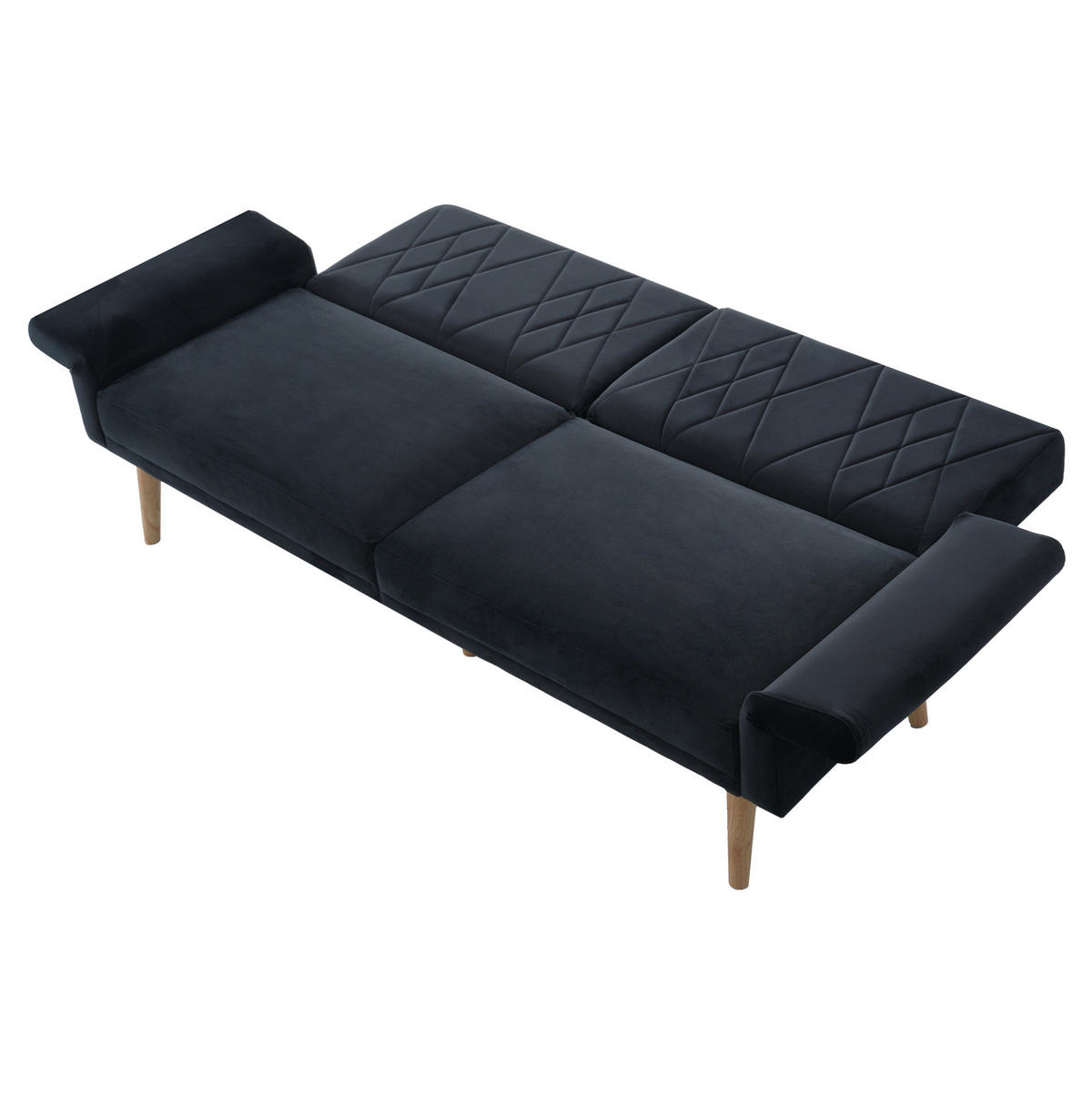 SCHLAFSOFA multifunktional 180 x 75 x 82 cm Samt Black 2-Sitzer - Schwarz, Holzwerkstoff (180/82/75cm) - Meubliv