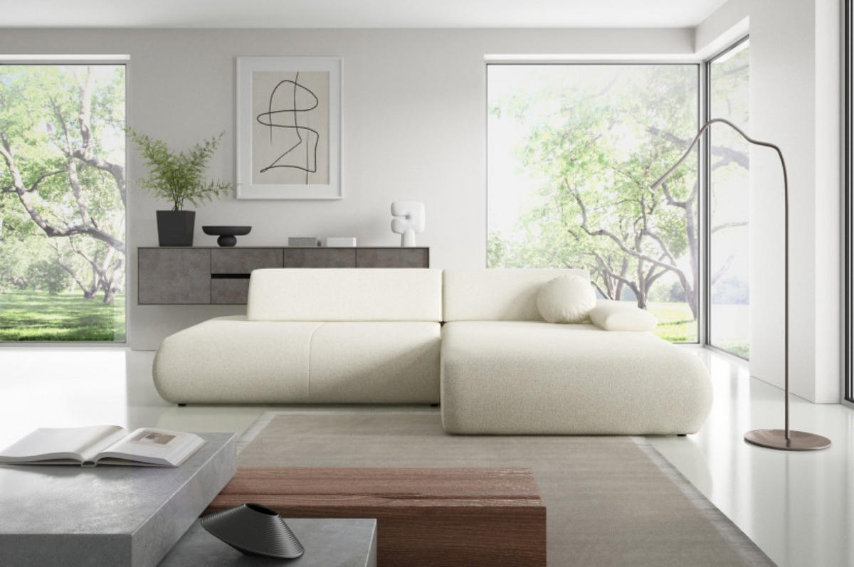 ECKSOFA Ecru PENTI Ausziehbar Mit Bettkasten Rechts - Ecru, Textil (173.5/286cm) - Sepro Meble