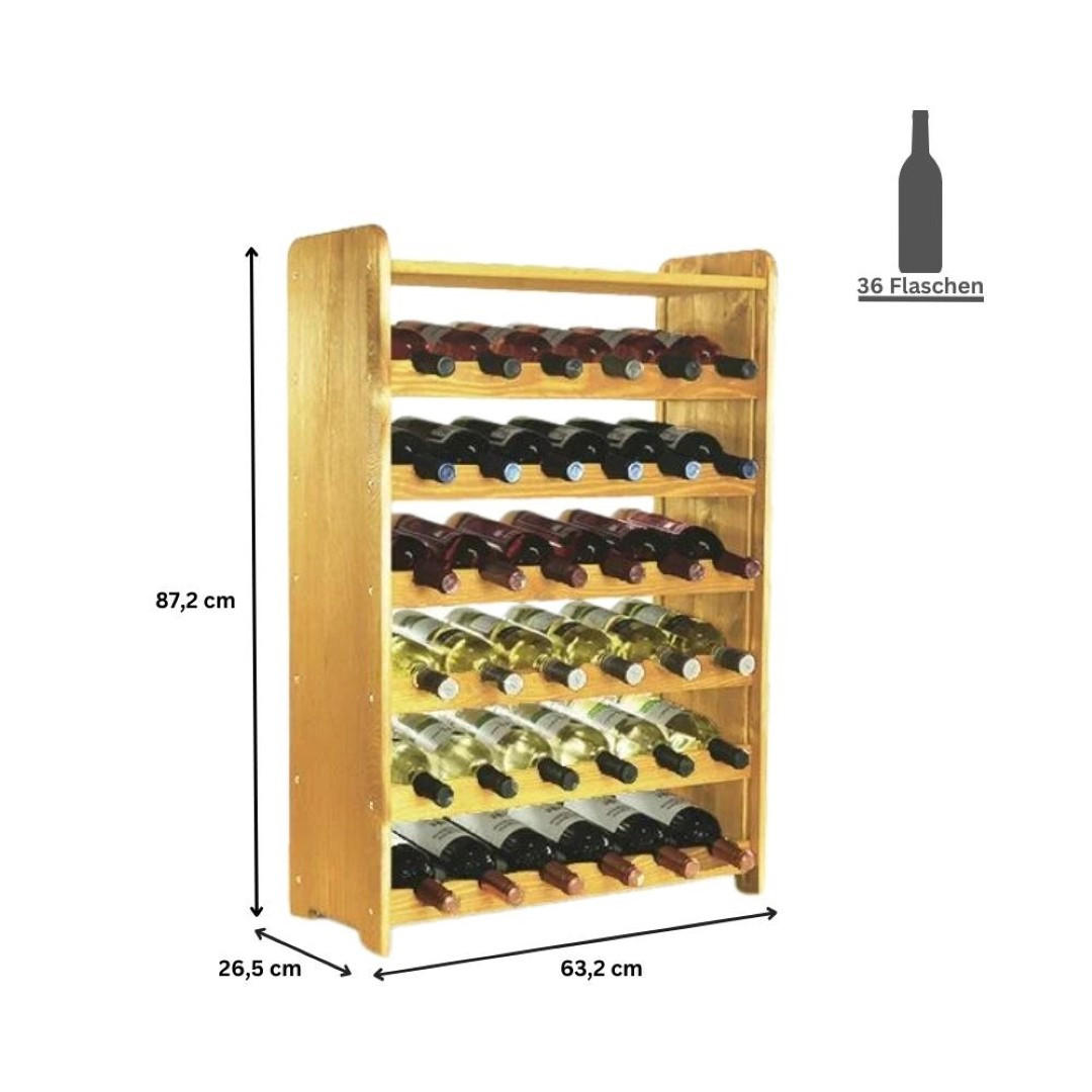 WEINREGAL Pinotwine C 87,2x63,2x26,5 cm 36 Flaschen Massives Kiefernholz Rotbraun Geölt - Rotbraun, Holz (63.2/87.2/26.5cm) - PROREGAL
