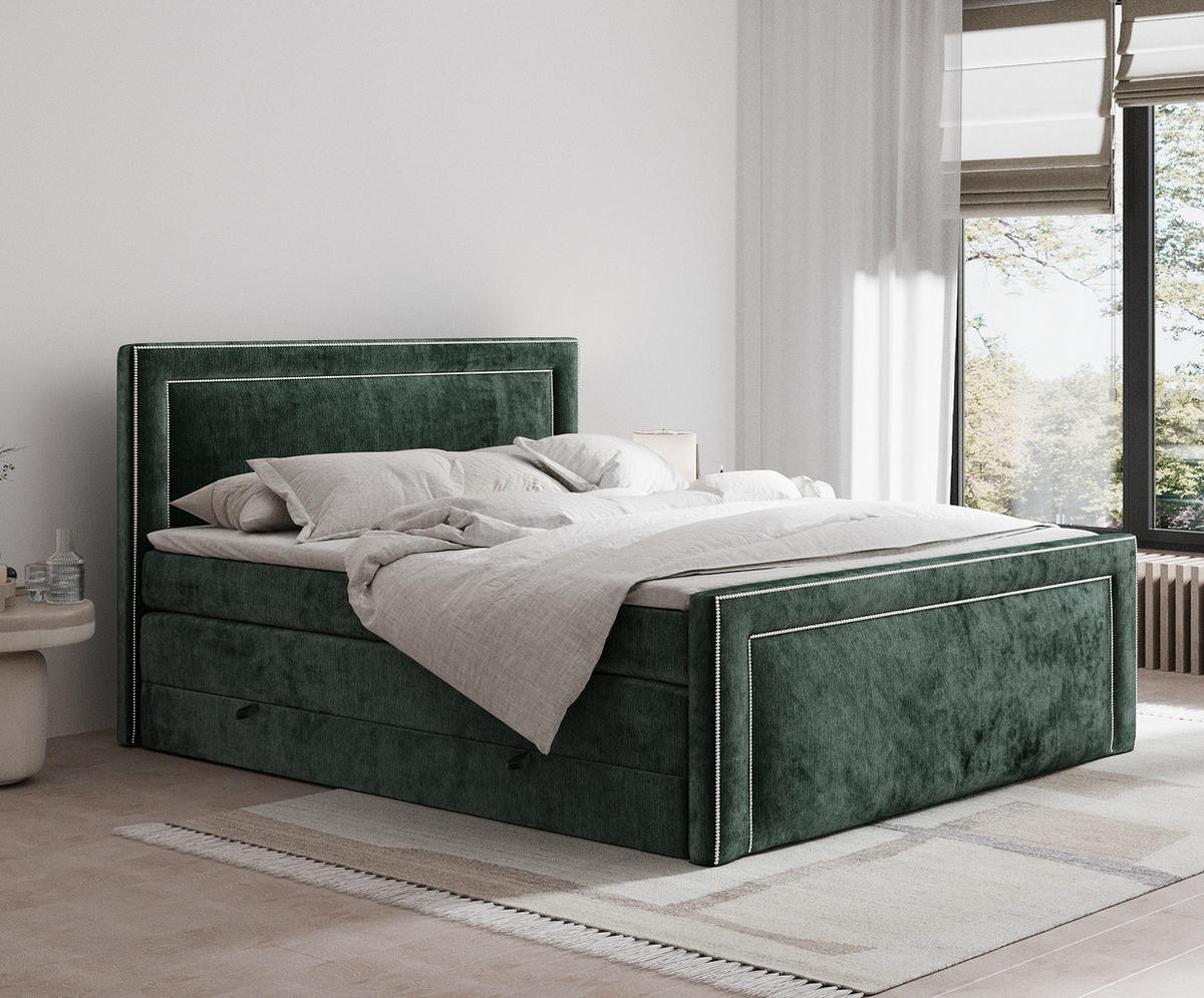 BOXSPRINGBETT Luxora Grün 160/200 cm - Schwarz/Grün, Holz/Holzwerkstoff (160/200cm) - Maison de Reve