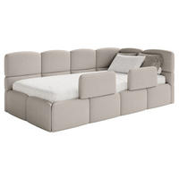 JUGENDBETT Cloudy rechts mit Rausfallschutz Bouclé Greige - Taupe, Kunststoff/Textil (90/200cm) - Selsey