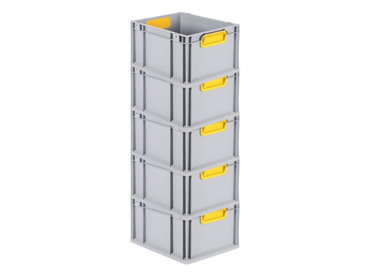 EUROBOX 5x Nextgen Color 22x30x40cm 20 Liter Griffe Gelb Geschlossen - Gelb, Kunststoff (30/22/40cm) - PROREGAL