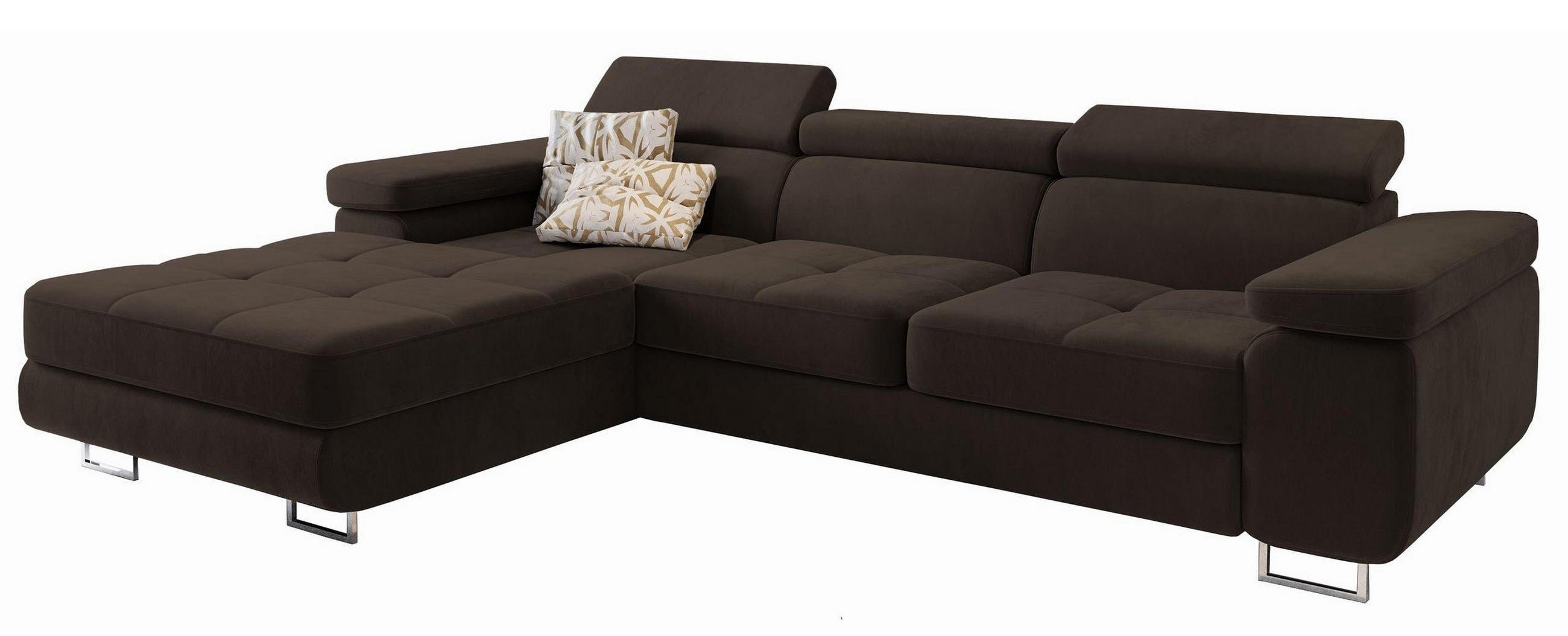 ROHOVÁ SEDAČKA ELMA hnědá - stříbrná/hnědá, kov/dřevo (280/205cm) - MASSENO