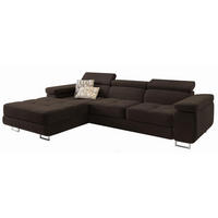 ROHOVÁ SEDAČKA ELMA hnědá - stříbrná/hnědá, kov/dřevo (280/205cm) - MASSENO