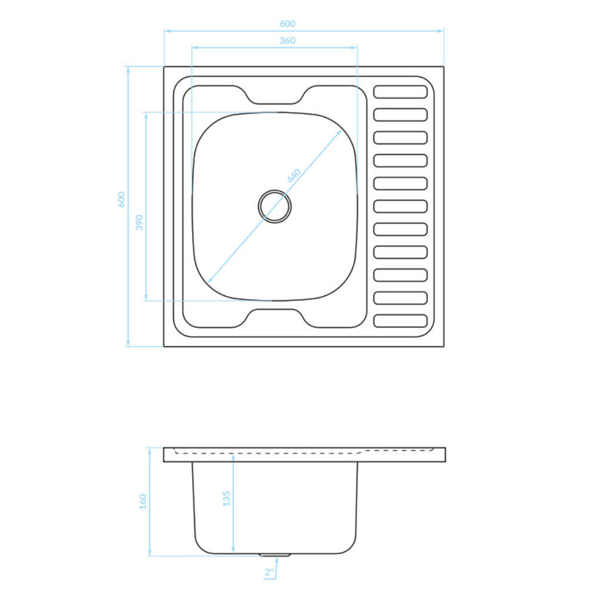 SPÜLUNTERSCHRANK 60cm mit Spüle + Armatur + Siphon Sonoma-Eiche - Sonoma Eiche, Holzwerkstoff (60/60/60cm) - Stamar