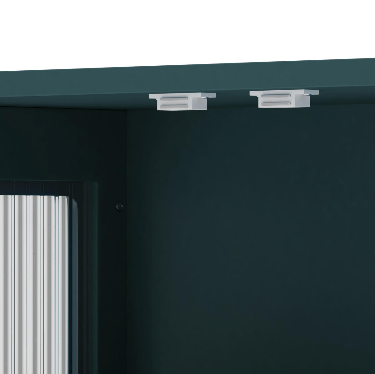 KÜCHENOBERSCHRANK 88/26/82,5 cm mit Glasfront, 3 Türen und Handtuchhalter - Dunkelgrün, Holzwerkstoff (88/82.5/26cm) - BEAOK