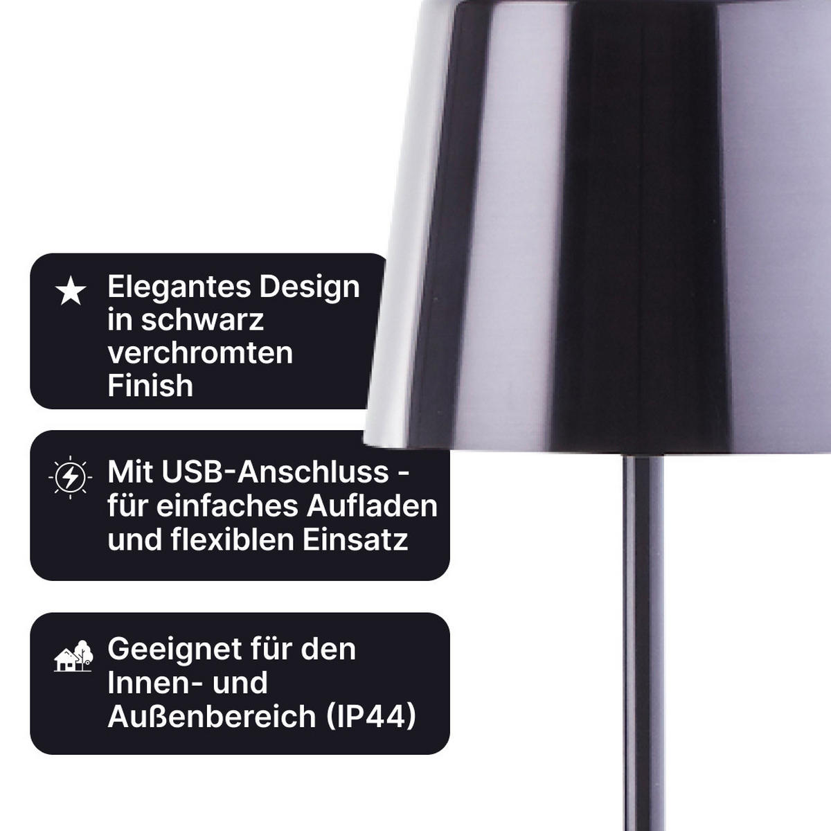 AUSSENTISCHLEUCHTE Xaana G40939/76 - Schwarz, Metall (11/11/37cm) - Brilliant