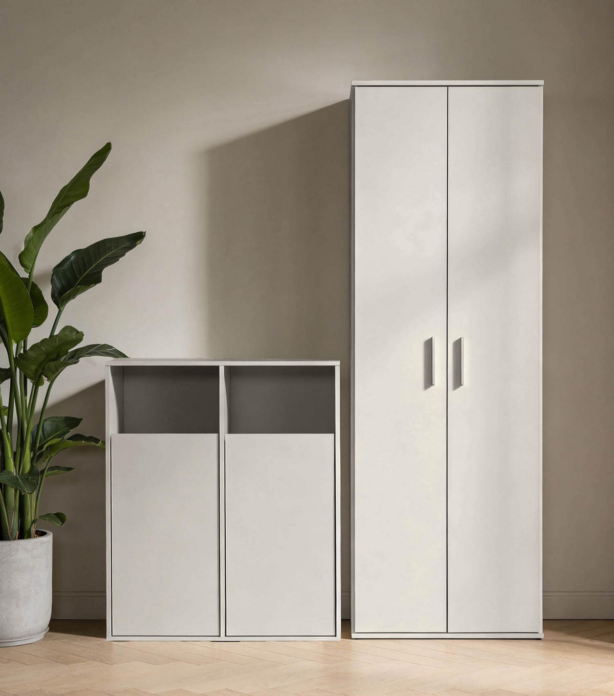 MEHRZWECKSCHRANK SET Der Allzweckwaffe - Kaschmir, Holz (140/180/40cm) - Mokebo