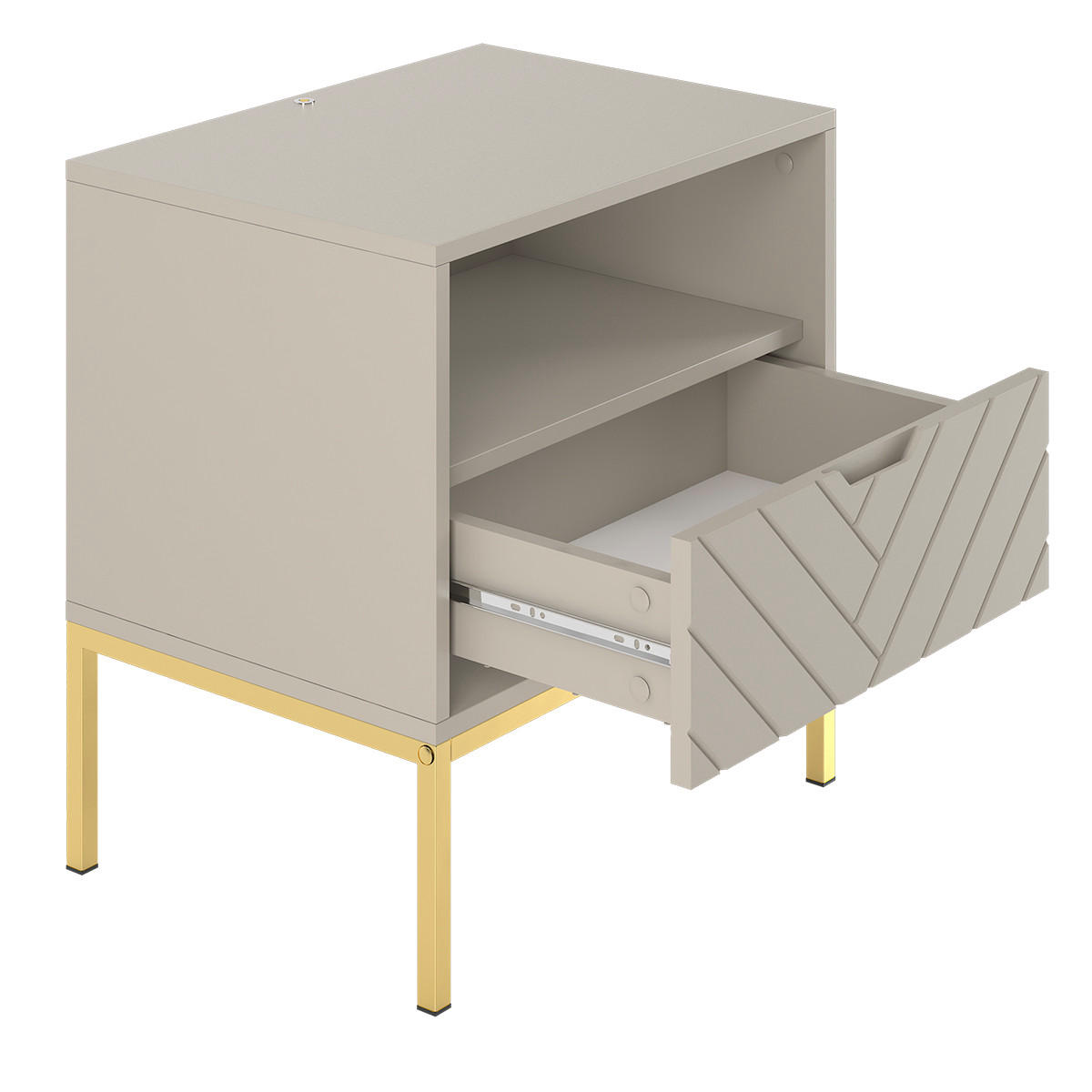 NOČNÍ STOLEK Daria Kašmír - béžová, kompozitní dřevo (53/77/39cm) - Petits-meubles