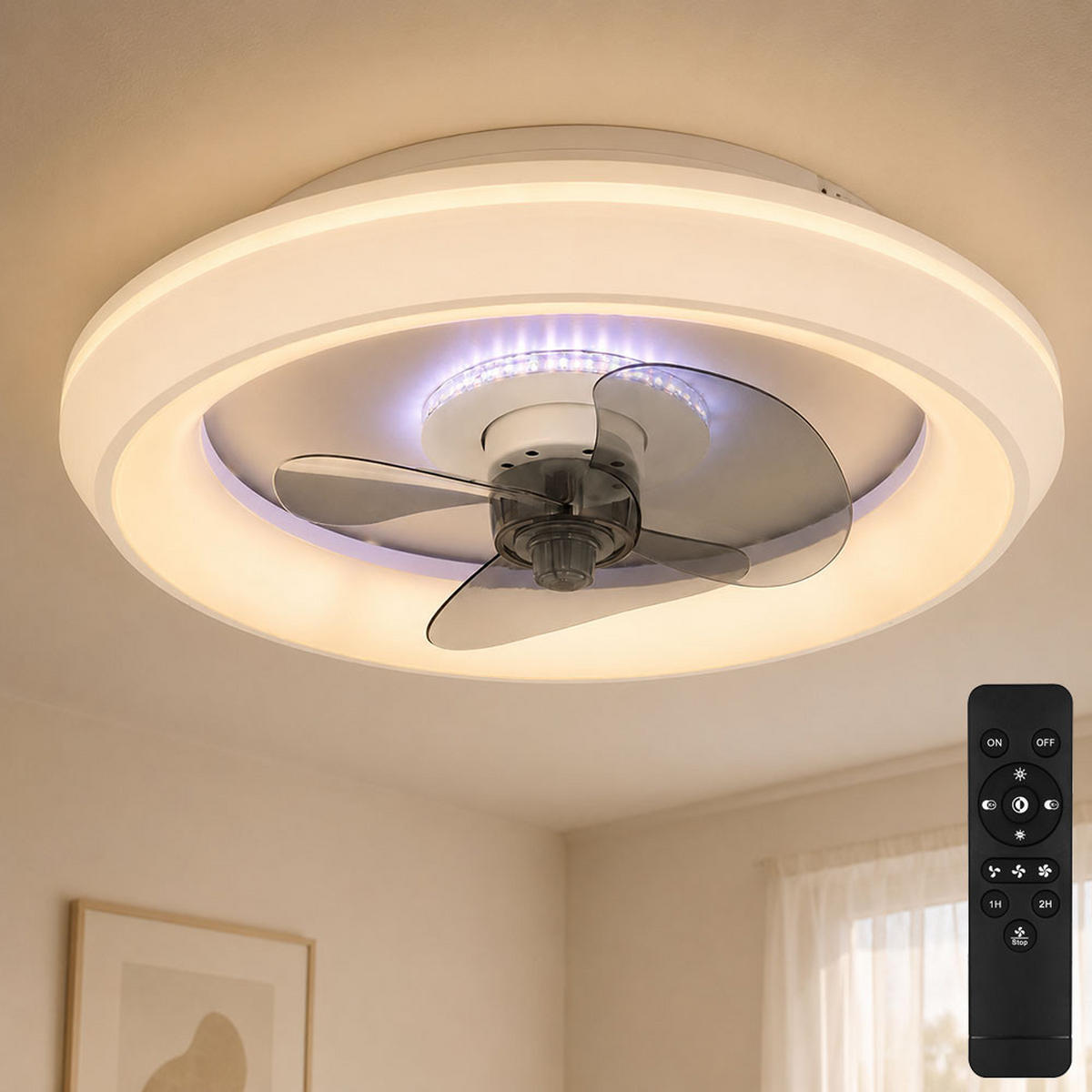 LED DECKENLEUCHTE JOEY Weiß Kunststoff - Weiß, Metall (48/48/13cm) - Globo Lighting