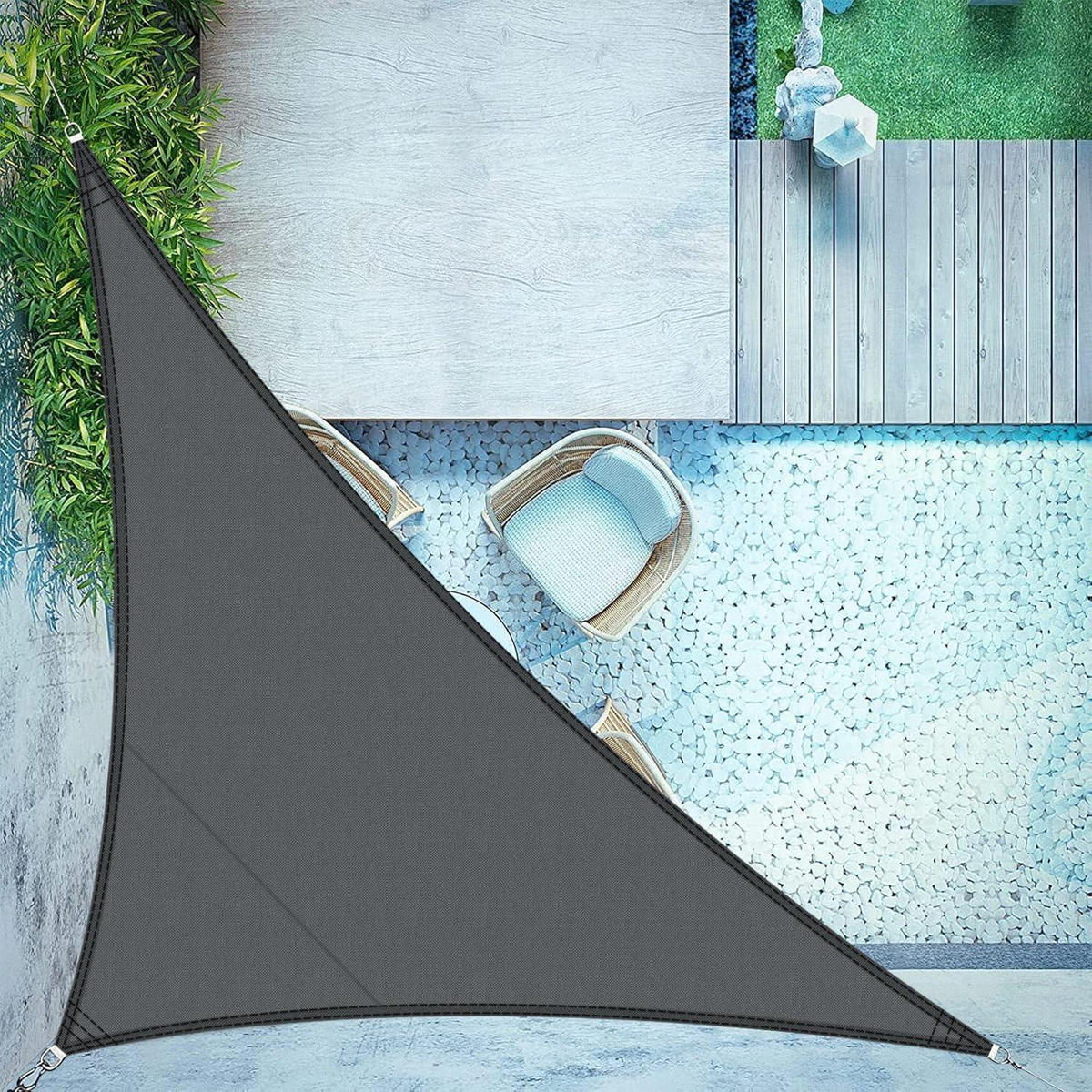 SONNENSEGEL Dreieckig 500 x 500 x 700 cm Anthrazit Wasserdicht - Anthrazit, Textil (20/35cm)